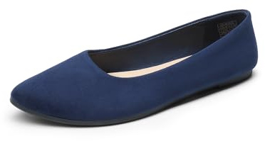 DREAM PAIRS Ballerines Femme Confortables à Bout Pointu en Suédine, Chaussures Plates à Enfiler pour Travail, Bureau ou Sorties,Size 41.5,Marine,DWUMFA2506