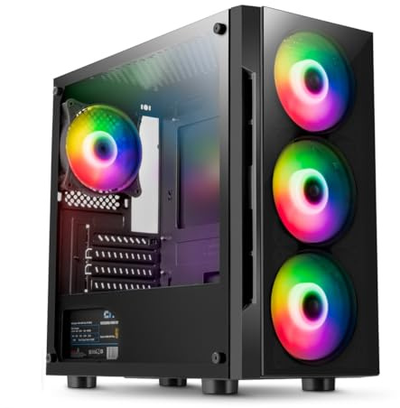 Gaming PC Tower – Intel Core i7, GT710 2GB Graphics, 16GB RAM, 128GB SSD + 1TB HDD, Windows 11 Pro, 1-Year Warranty – Complete Gaming PC Set for Work and Play (Flash Black)
