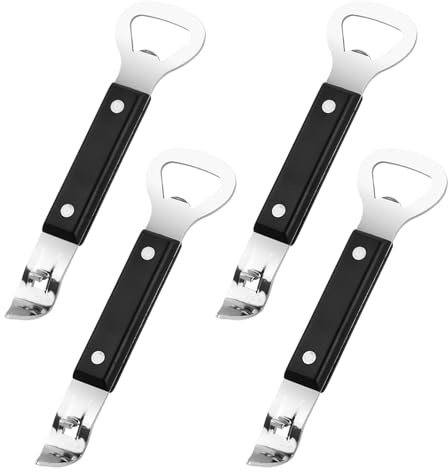 4 Piezas Abrelatas Manual, Abridor de Tarros de Acero Inoxidable, Abrebotellas Profesional Multifunción, Perforador de Latas para Cervezas, Latas, Bebidas