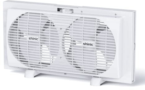 shinic 9 Dual Window Fan with Manual Reversible Airflow, 2-Speeds Twin Fans, Expandable Panels (22-33), Built-in Handle & Removable Feet, Ideal for Home, Kitchen, Bedroom, Office Ventilation