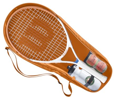 Wilson Roland-Garros 2026 Elite Jr 23 Starter-Kit mit Schläger, Bällen, Wasserflasche & Hülle, Komplettes Set für den angehenden Spieler, Farbe: Navy/Orange, Größe: 23