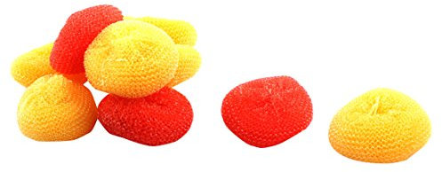 sourcing map 9 STK. Topfreiniger Topfschwamm Küchentopf Bowl Ball Masche Reinigung Wasch Wäscher Orange Rot