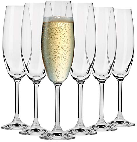 Krosno Sektgläser Champagner-Gläser Sektflöten | Set von 6 | 200 ML | Venezia Kollektion | Perfekt für Zuhause, Restaurants und Partys | Spülmaschinenfest