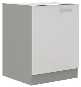 Unterschrank 60 Bianca Weiß Hochglanz + Grau Küchenzeile Küchenblock Küche