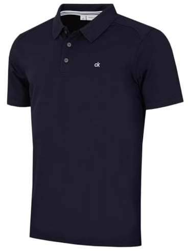 Calvin Klein Mens 2026 Campus 3 Button Ribbed Collar Golf Polo Shirt