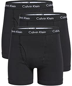 Calvin Klein Men's Cotton Stretch 3-pack Boxer Brief, 3 Black, Medium