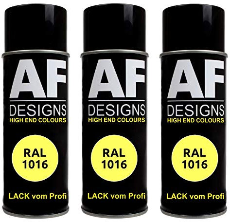 Alex Flittner Designs 3x RAL Lackspray Autolack Buntlack Spraydose RAL1016 SCHWEFELGELB matt