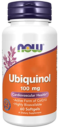 Now Foods, Ubiquinol, Forma Activa de CoQ10, 100mg, 60 Cápsulas blandas, Probado en Laboratorio, Sin Gluten, Sin Soja, No GMO