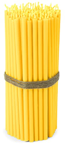 NKlaus - 100x Stabkerzen gelb Tropf- Rußfrei dünn L 16cm Opferkerzen Paraffinwachs 36258