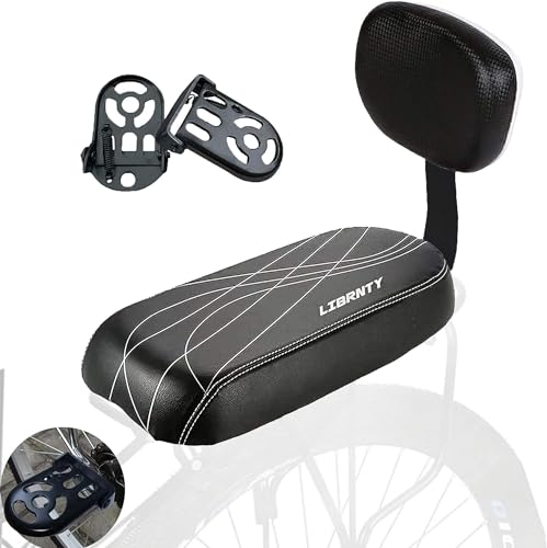 LIBRNTY Fahrradrücksitz,Klappbare Fahrrad Fußstütze,Fahrrad-Rücksitzkissen,Hinteres Sitzkissen Armlehne Fußstütze Set,für Kinder,Freunde,Lederbezug,für Befestigung am Gepäckträger(2 Stücke)