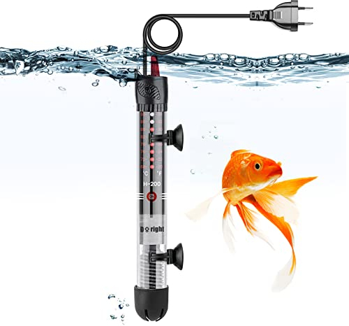 DoRight Tauchaquariumheizung 100W Temperatur Einstellbare Aquariumheizung mit Saugnäpfen, Eingebautes Thermometer, Externer Temperaturregler für Fischtanks, Verwendet für 50L-120L Aquarium