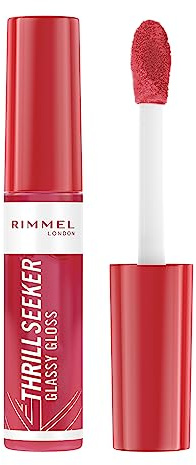 Rimmel London, Thrill Seeker Glassy Gloss, 350 Pink to the Berry, Gloss, Idratante, Labbra dall’aspetto sano, Maxi applicatore, Applicazione omogenea, Formula vegana, 10 ml