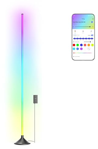 Matosio Luxy WIFI-ansluten LED-golvlampa, RGBIC LED-golvlampa, vardagsrum, Alexa och Google Assistant kompatibel APP-kontroll, 16M färger atmosfär, 564 lamppärlor..