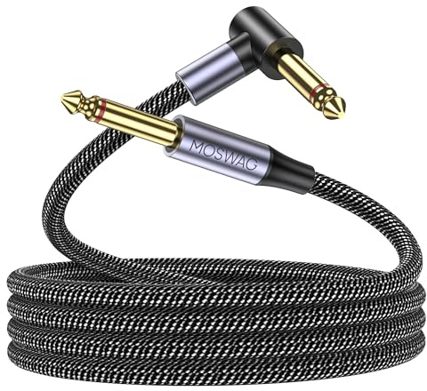 MOSWAG Cavo Chitarra Elettrica 2M, Cavo per chitarra da 6.35mm, cavo per chitarra dritto ad angolo retto Basso Compatibile Elettrico, Basso, Amplificatore