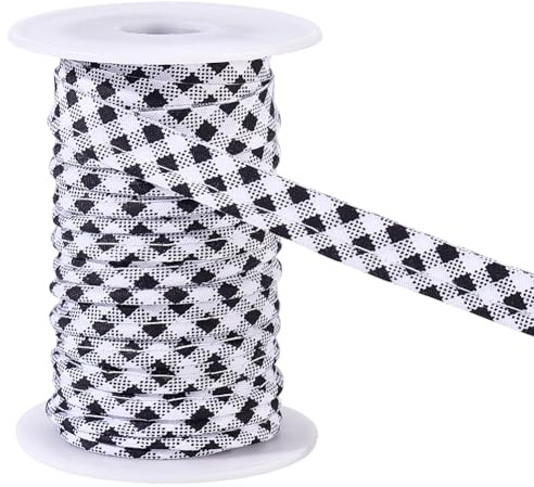 BENECREAT Cinta Al Bies de Rayas Blancas Y Negras de 10 m, Cinta de Bies de Un Solo Pliegue de 12mm para Costura Y Acolchado para Decoración de Cheongsam, Tubería de Costura de Ropa