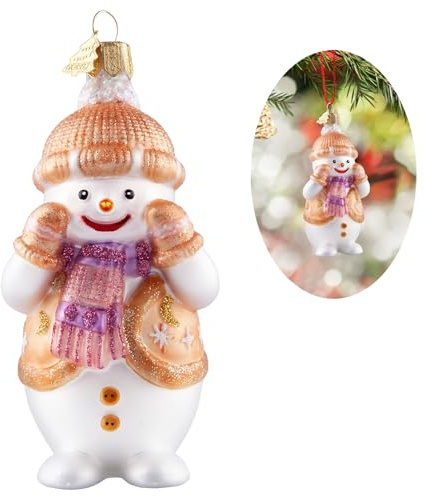 Hzyc Snowman Christmas Ornament,Hand-Blown Glass Christmas Tree Decoration | Naughty Snowman Collection Figurine,Hanging Glass Ornament for Snowman Lovers Holiday Party Daily Gifts