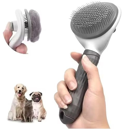 Spazzola Autopulente per Cani e Gatti – Pettine per Rimuovere il Pelo Morto, Massaggiante, Con Setole in Acciaio Inox e Pulsante One-Click
