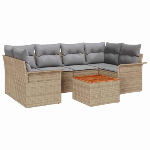 vidaXL Trädgårdsoffset 7 st 6-Antal sittplatser Beige och Ljusgrå