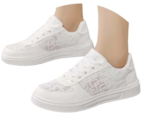 Generisch Trachten Trainers Women's Mesh Breathable Fabric Shoes Dirndl Shoes Leisure Women's Shoes Wide H Walking Shoes Casual Lightweight Running Shoes Trainers Traditional Shoes Festive, White, 8.5