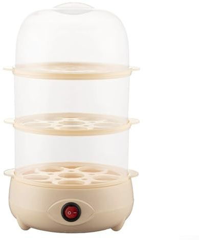 Cuiseur à œufs électrique compact avec arrêt automatique et sécurité anti-ébullition à sec, appareil de cuisine multicouche pour petit déjeuner rapide, 3 couches (jaune-3)