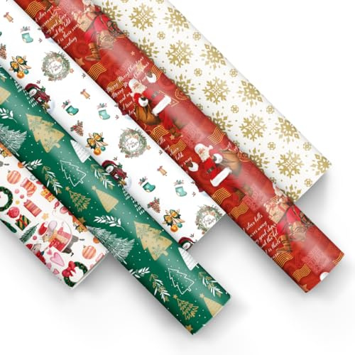 PAW Papier Cadeau 200 x 70 cm, 5 rouleaux - Fêtes De Noël Décoratives