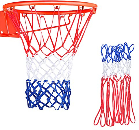 2 reti da basket professionali, rete di ricambio per cesti standard Ø 45 cm, per 12 passanti, in nylon resistente alle intemperie, rete per canestro da basket per tutte le stagioni interni/esterni