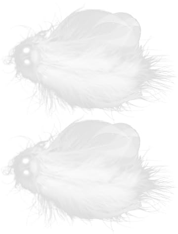 BETOOKY Paire de Barrettes Cheveux Blanches en Plume Décorations Perles, Artisanat Détaillé et Doux, Accessoires Cheveux Mariage et Bal Élégant