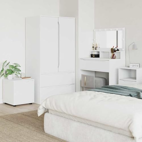 Augerlite Armoire de salle de bain blanche en bois 40,5 x 40 x 44 cm avec tiroir de rangement pour la maison, le couloir et le bureau Armoire multifonction avec compartiment et porte pour l'ordre et