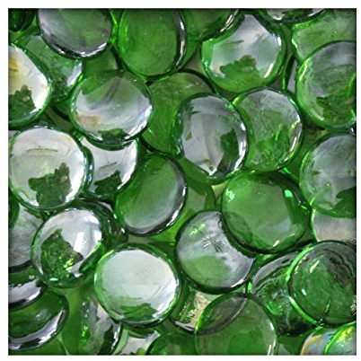 Kieskönig 1 kg Glasnuggets Glassteine Muggelsteine Mosaiksteine Tischdeko 25-30 mm Hellgrün irisierend