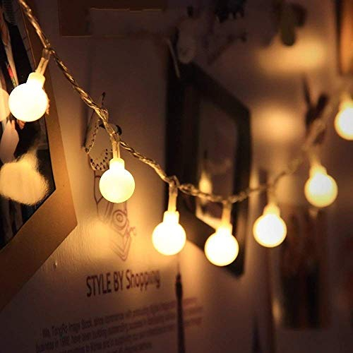 JZK 5 Metros guirnalda luces led cadena de luces blancas cálida con 50 bombillas de led para decoración Interior jardines casas boda fiesta de Navidad
