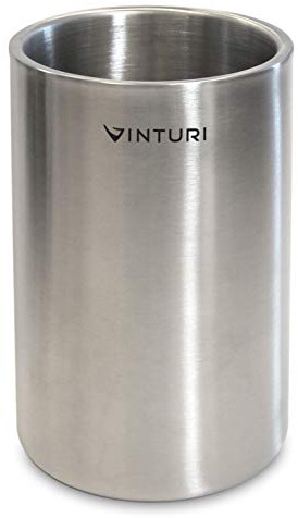 Vinturi V9073 Stainless Steel Double Walled Wine and Champagne Cooler No Ice Required, Silver, Medium