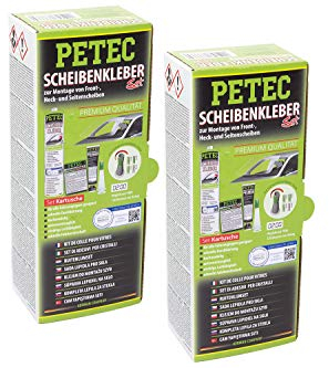 Petec 2x Scheibenkleber-Set Kartusche Front Seite Heck Windschutzscheibe WSS
