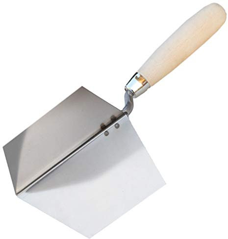 Toolty Stainless Steel Lining, Plastering Trowel - External Corner Trowel - 120x75mm - Wooden Handle - for Brickwork and Plastering - DIY - TLTY-0808