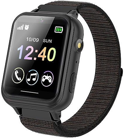 Kinder Smartwatch, Telefon Uhr für Kinder 10 Spiele MP3 Musik Anruf Taschenlampe kamera SOS Touchscreen, Kids Smart Watch mit Schrittzähler Wecker Recorder Geschenk für Junge Mädchen (Schwarz)