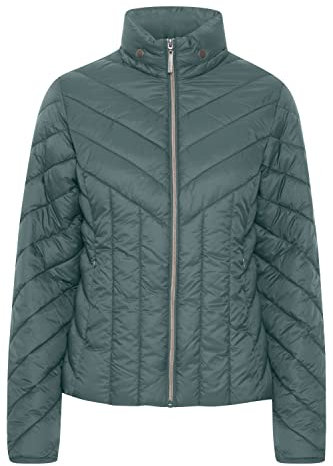 fransa FRPADMA Damen Steppjacke Übergangsjacke Jacke mit Stehkragen tailliert geschnitten mit Reißverschluss, Größe:L, Farbe:Dark Forest (185611)