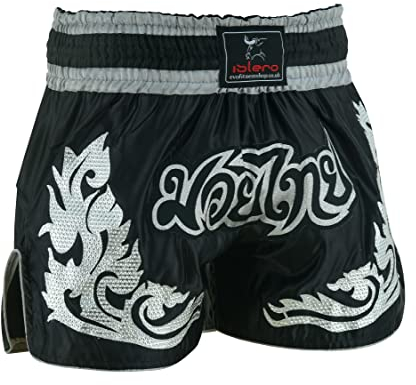 Islero Muay Thai-Shorts, MMA, Kampfsport, Grappling, Kickboxen, UFC, Käfigkampf, Fitnessstudio, Training, Herren und Damen, silber, L