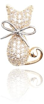 Spilla a forma di gatto con strass, per donne e ragazze, spille di cristallo di moda, spille con risvolto, piccoli accessori per abito carino, gioielli corpetto per cappello borsa costume cravatta,