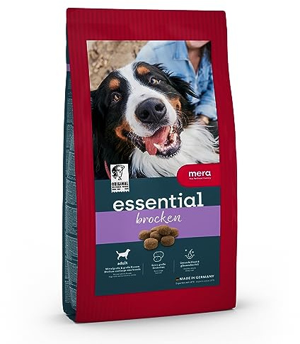 MERA Essential Brickar torrfoder för vuxna normalt aktiva hundar, med omega-3 och omega-6 för hud och päls, 4 x 2 kg
