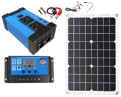 Risegun Solarpanel Zellen, Solarpanel-Kit Mit Panel Und Wechselrichter, 220V-Solarpanel, Komplettes Autonomes 220-V-Solar-Kit, Zum Aufladen des Autos, Externe Stromversorgung