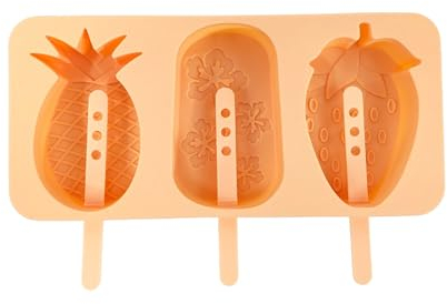 Fackelmann Molde de Silicona para Helados, Heladera de Silicona, Reutilizable, Soporta Temperaturas entre -40ºC y 230ºC, Apto para Horno y Congelador, Apto para Lavavajillas, Naranja Pastel, 1 ud.