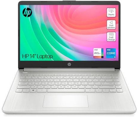 HP 14 Laptop | Intel Core i5-1235U Processor | 16 GB RAM | 512 GB SSD | Intel Iris Xe Graphics | FHD Display | Up to 8hrs battery | Windows 11 | Dual Speakers | Natural Silver | 14s-dq5010sa