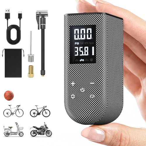 GPUTEK Mini Elektrische Fahrradpumpe 100PSI mit Digitalanzeige, Fahrrad Zubehör, Tragbare Akku Luftpumpe Fahrrad, für Rennrad, Mountainbike, Motorrad, Bälle