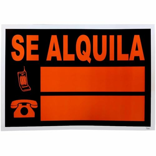 TECHZOCO Cartel Se Alquila, Placa alquilo piso, Señal Se Alquila Local, PVC Resistente, Reflectante, Medidas 33 cm ancho x 23 cm alto, Apto para lugares públicos, zonas de exterior y obras