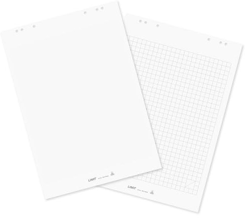 Limit 2 x Flipchart-Block, kariert und blanko, 20 Blatt je Block, 80 g/m², weiß