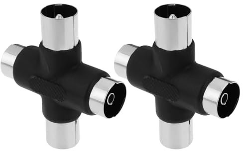 YINETTECH 2 Piezas Distribuidor Antena Receptor TV Cuatro Vías 9,5 Mm Macho A 9,5 Mm Hembra 35 X 39,9 Mm Cable Coaxial Distribuidor Divisor Negro