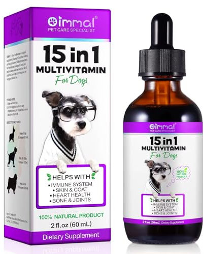 Dog Multivitamin Drops 15 in 1 - Vitamin & Natural Supplements- Helps with Hip & Joint, Immune System, Skin & Coat, Gut Health. 60ml
