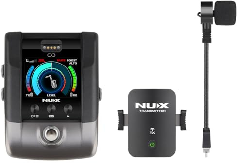 NUX B-6PRO 2.4GHz Wireless Microphone System for Saxophones, Utra-Low Latency,165 feet Range, Auto Pairing, Frequency Hopping, Perfect for Trumpets, Brass, Woodwind Instruments