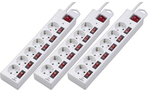 Renkforce RF-3187664 Überspannungsschutz-Steckdosenleiste Weiß 3 St.