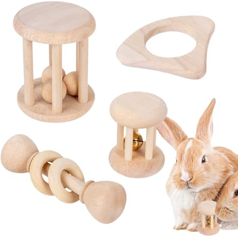 Giocattoli Coniglio per Interni - Giocattoli da Masticare in Legno per Denti | Forniture per Animali Gioco Interattivo Roditori Esercizio Allenamento