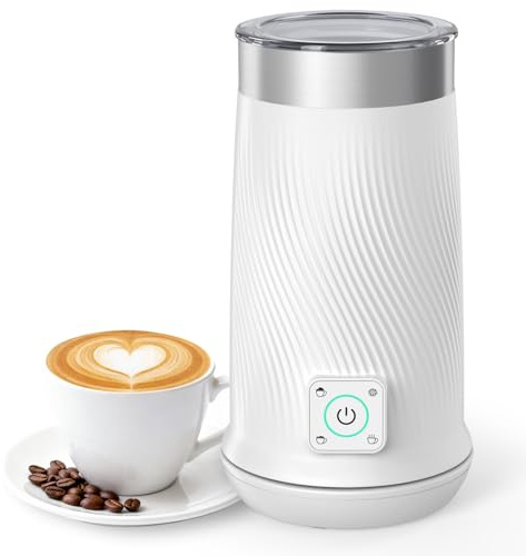 Milk Frother, Electric 4-in-1 Milk Steamer with Warm and Cold Foam Maker, Milk Heater and Warmer Hot & Cold Milk Foamer Maker for Latte Coffee Chocolate
